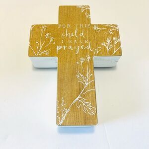 Hobby Lobby White and Brown Table Wall Decor Cross Nursery Baby
